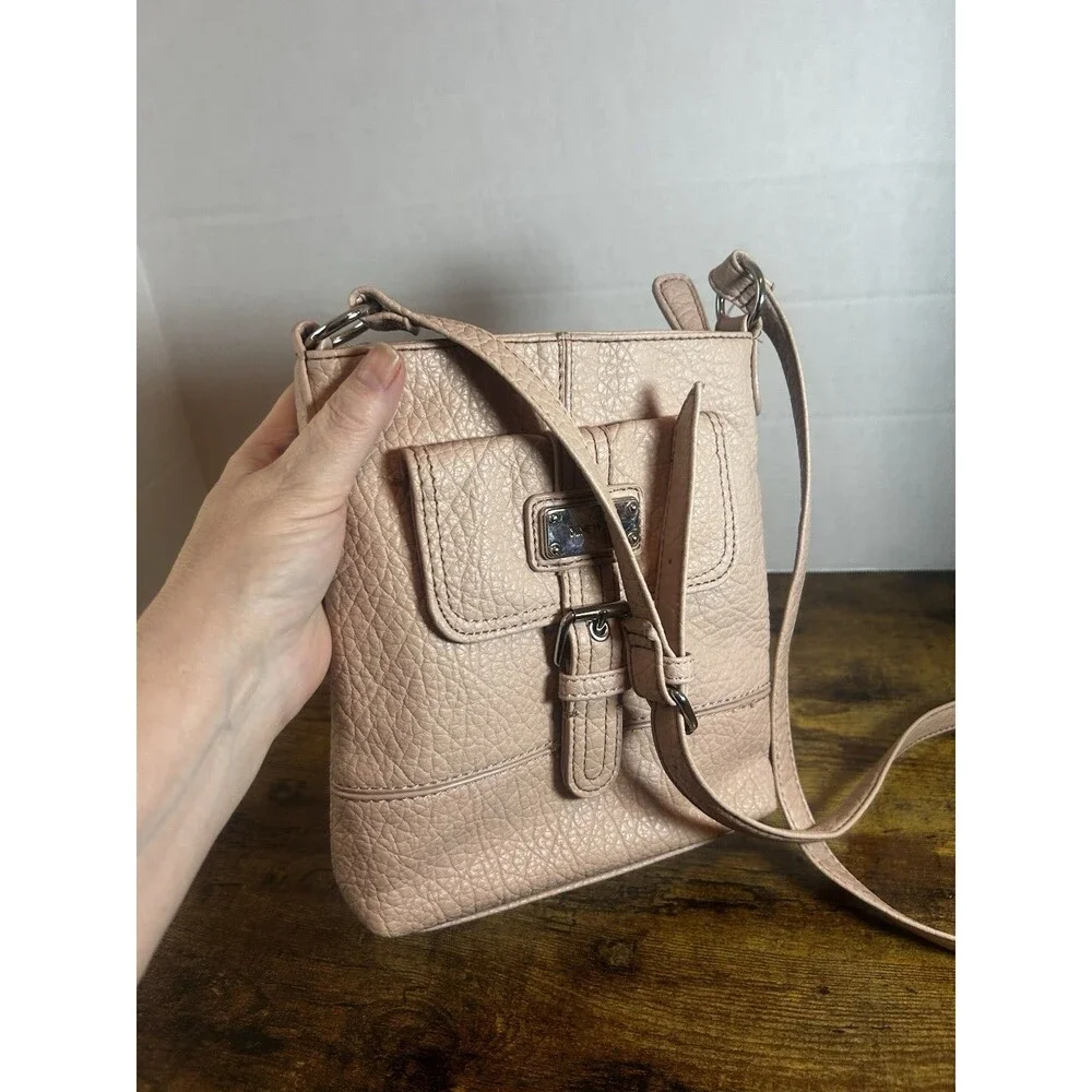 Nine West Blush Pink Crossbody Bag Pebbled Faux Leather Adjustable Strap UEC Bag